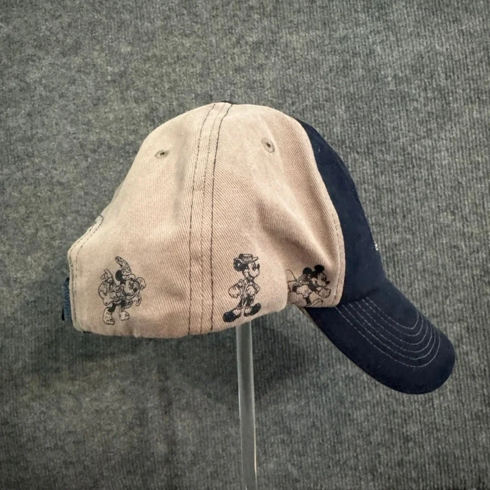Disney Parks Mickey Through The Years Hat Navy Tan Adjustable Baseball Cap Mens